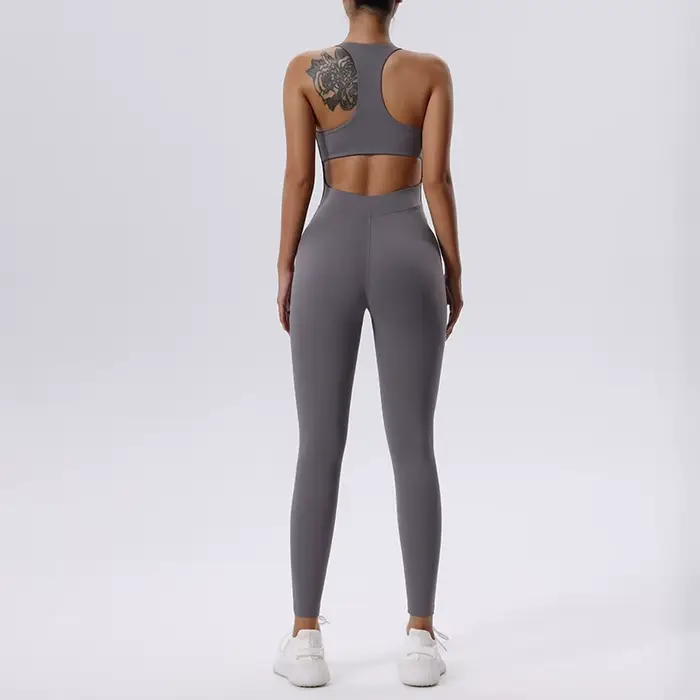Ensemble de Yoga combinaison femmes pleine saisons décontracté Fitness combishort sportif sans manch