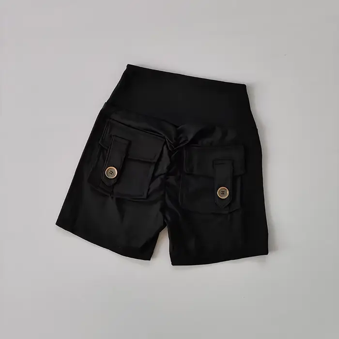 Short de Fitness sans couture, couleur chair, taille haute, pêche, avec poches, serré, sport, course