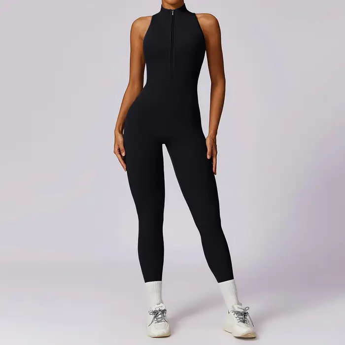 Salopette de sport dos en V pour femmes, ensembles de Yoga, combinaison de Fitness une pièce, manche