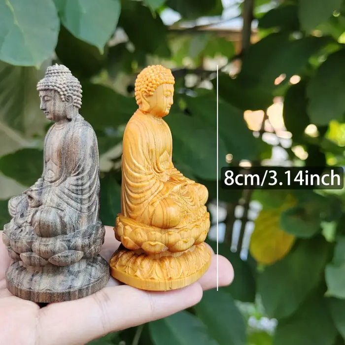 Statue de Bouddha en bois sculptée à la main de 3