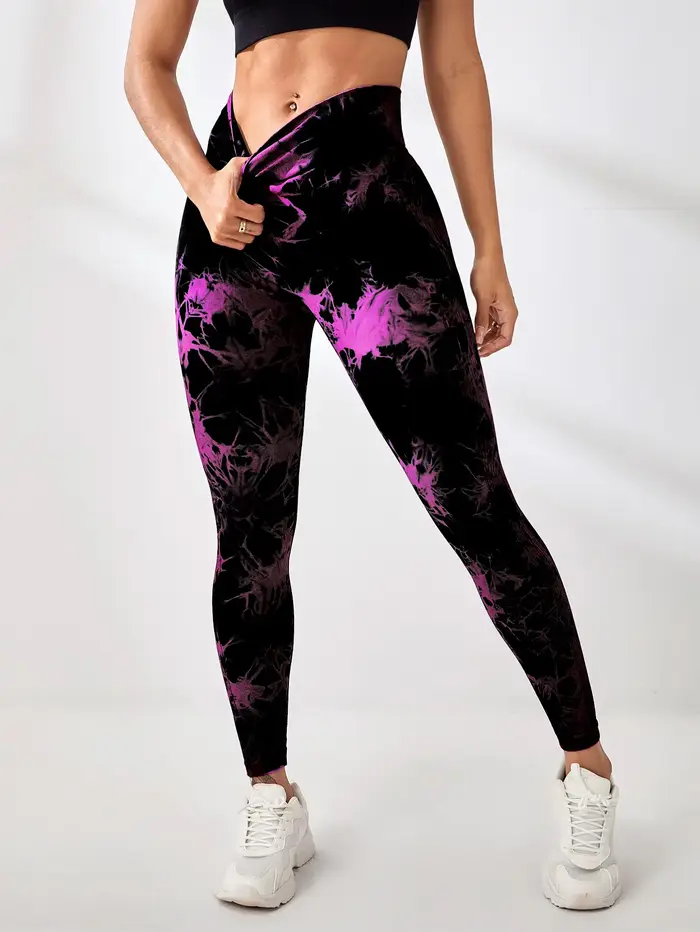Femmes sans couture cravate colorant Yoga Leggings taille haute Fitness Sexy mode