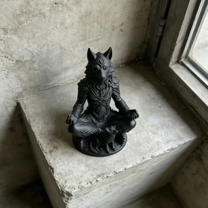 Figurines de loup de méditation, statue de loup-garou mystique, ornements animaux de style gothique, décorations pour la maison, le bureau, la chambre, la salle de yoga, cadeaux
