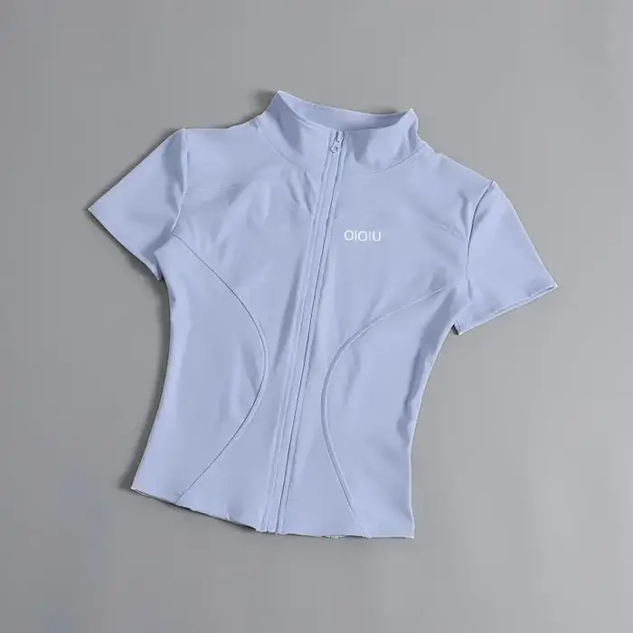 OLOIU Veste de yoga à manches courtes avec col élastique