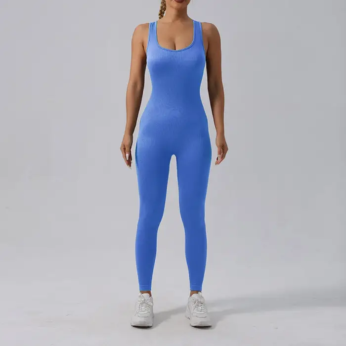 Survêtement de Yoga pour femmes, combinaison sans couture, côtelée, une pièce, barboteuse de Fitness