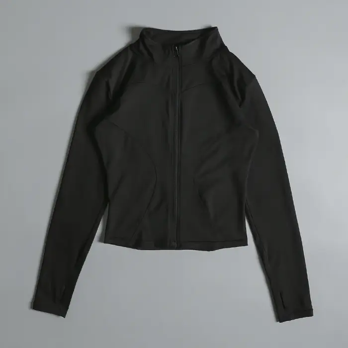 Femmes Zip Fitness Yoga chemise à manches longues veste de sport haut de sport vêtements de sport ma