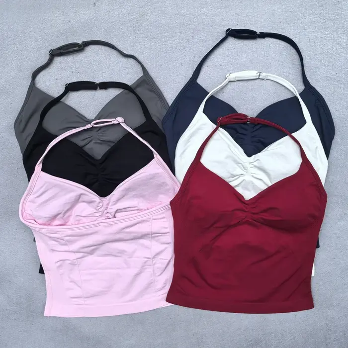 Ensemble de Yoga 2 pièces pour femmes, débardeur à bretelles réglable sans couture, short de sport f