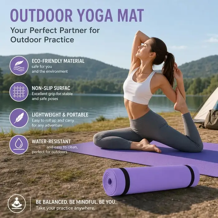 Tapis de yoga et de Pilates 180x50cm, tapis d'exercice portable antidérapant, tapis d'équilibre, tapis d'entraînement pour la maison, la salle de sport, le camping et le sommeil en extérieur