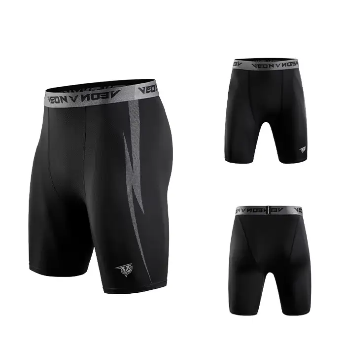 Noir Shorts de Compression Hommes Spandex Sport Shorts Athlétique Entraînement Running Performance B