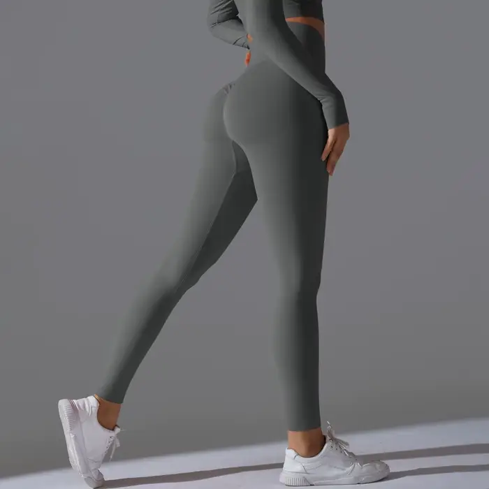 Leggings de Yoga sans couture pour femmes, Sexy, taille haute, contrôle du ventre, froissé, levage d