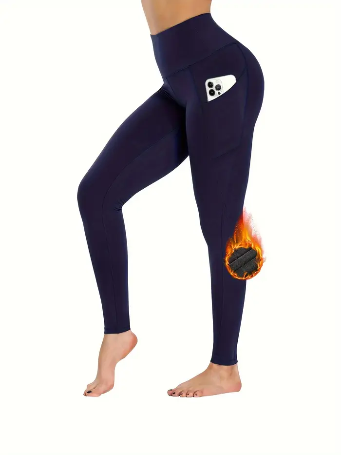 Leggings doublés en polaire avec poches pour femme