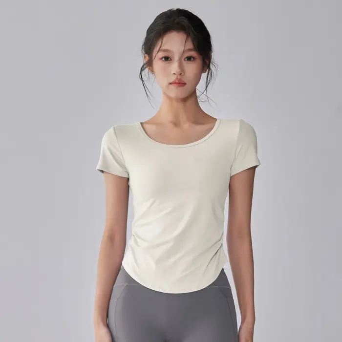 Combinaison de Yoga à manches courtes, sensation nue fine, respirante, pour course à pied, ample, Fi