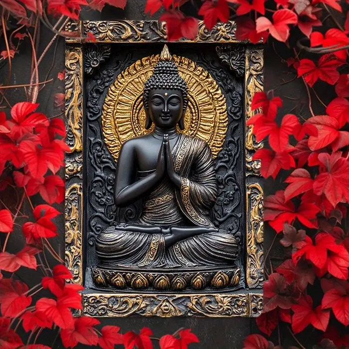 Art mural en aluminium de méditation de figure spirituelle