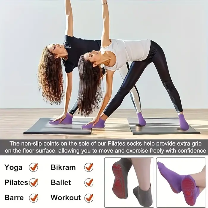 1 paire de chaussettes de Yoga Pilates antidérapantes
