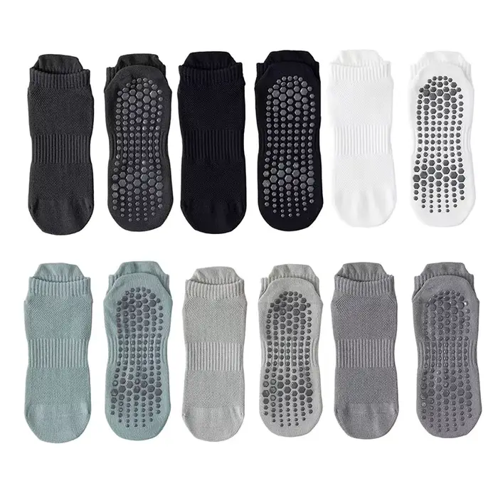 Chaussettes de Yoga hommes coton mince Silicone poignée antidérapante Pilates chaussette à cheville basse