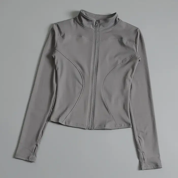 Femmes Zip Fitness Yoga chemise à manches longues veste de sport haut de sport vêtements de sport ma