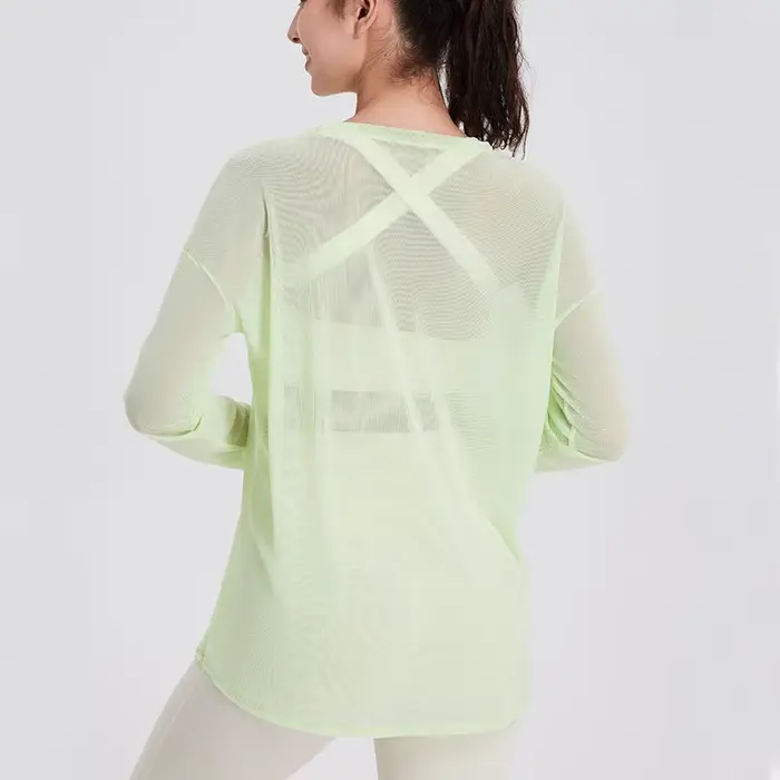 Chemise de yoga à manches longues pour femmes, chemisier de course en plein air, haut de gym respira