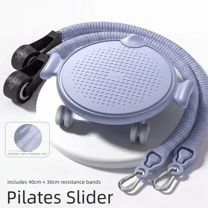 Plateau de glisse Pilates à conception silencieuse avec bande de résistance, grande capacité de charge, disque de glisse abdominal, roue universelle antidérapante