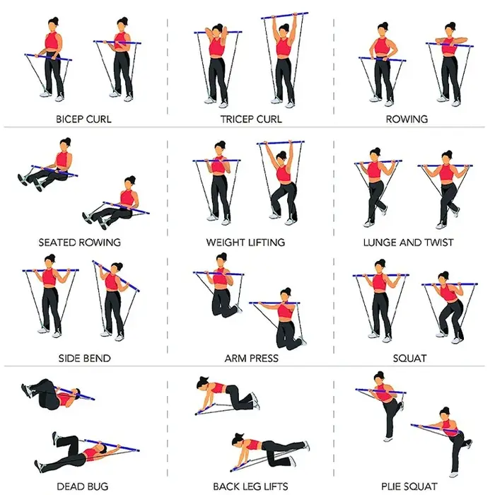 Combinaison de barre de Pilates multifonctionnelle
