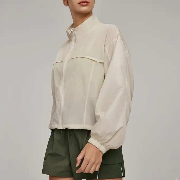 VITALINOVO Veste de sport légère à fermeture éclair pour femme Col montant Veste de randonnée coupe-