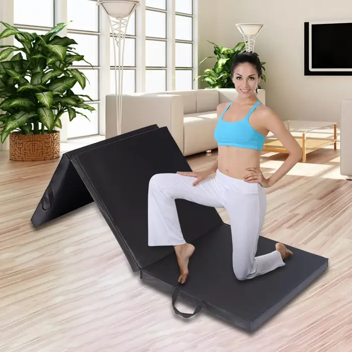 Tapis d'exercice pliable en trois parties, coussin épais pour salle de sport à domicile, idéal pour l'équilibre, les étirements, la gymnastique, l'extérieur, l'intérieur et le MMA.