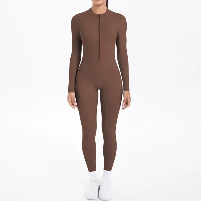 Combinaison de sport dos en V, vêtements de Yoga, barboteuse pour femmes, manches longues, body d'en