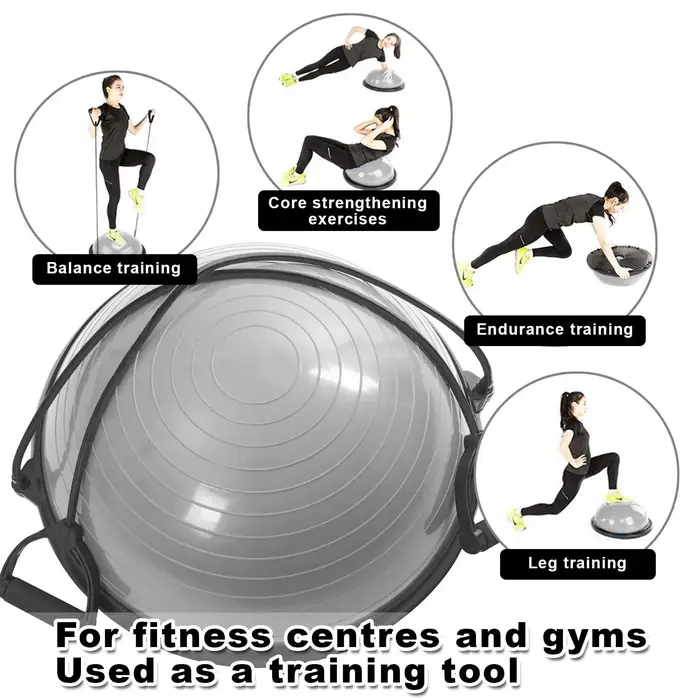 Demi-ballon d'exercice pour l'équilibre avec bande de résistance et pompe / Yoga / Air Dome / Fitness