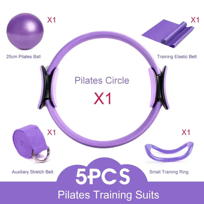 Ensemble d'équipement de Pilates 5 pièces-équipement de fitness d'étirement et de sculpture monochrome en PP avec