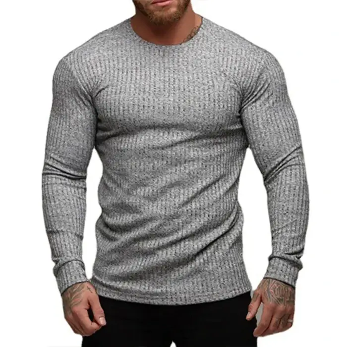 T-Shirts de gymnastique unis à manches longues pour hommes