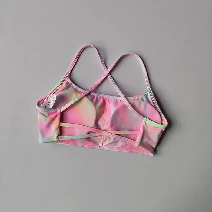Soutien-gorge de Fitness de couleur unie pour femmes, dos croisé doux, haut de Sport avec coussinet