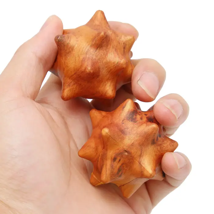 Balle de Énergie des Mains en Bois, 2 Pièces, Relaxante, Texture Spiky, Acupoint, Ikfor, Acupuncture
