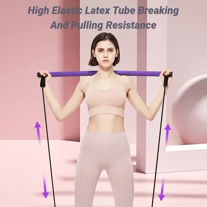 Barre de yoga et de pilates portable avec bande de résistance, pour tonification musculaire, étirement, entraînement sportif, exercice physique, corde de tension