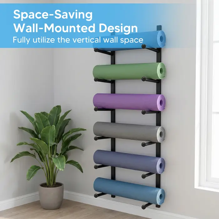 Support mural pour tapis de yoga, étagère de rangement multi-niveaux pour la maison, la salle de spo