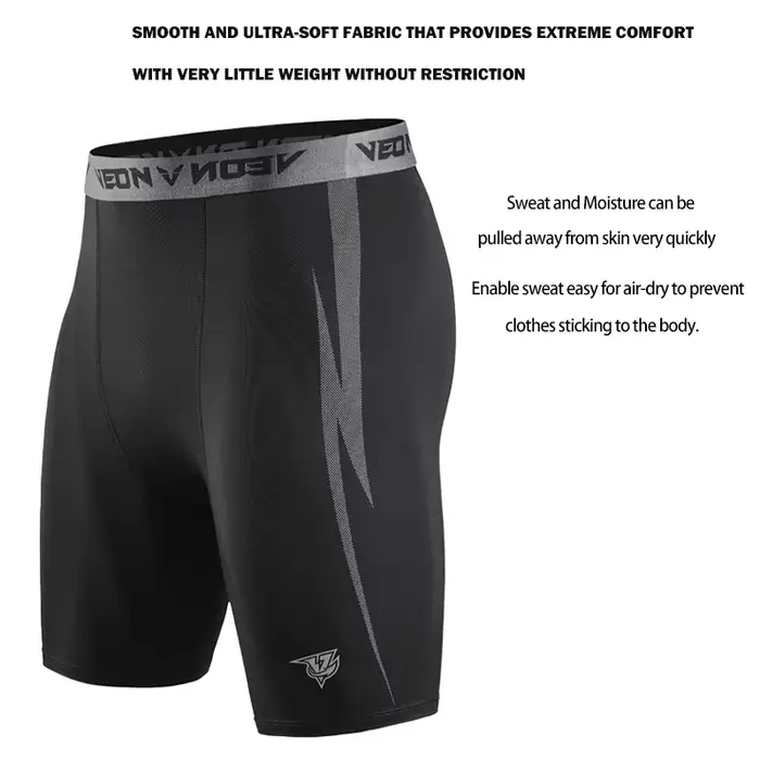 Noir Shorts de Compression Hommes Spandex Sport Shorts Athlétique Entraînement Running Performance B
