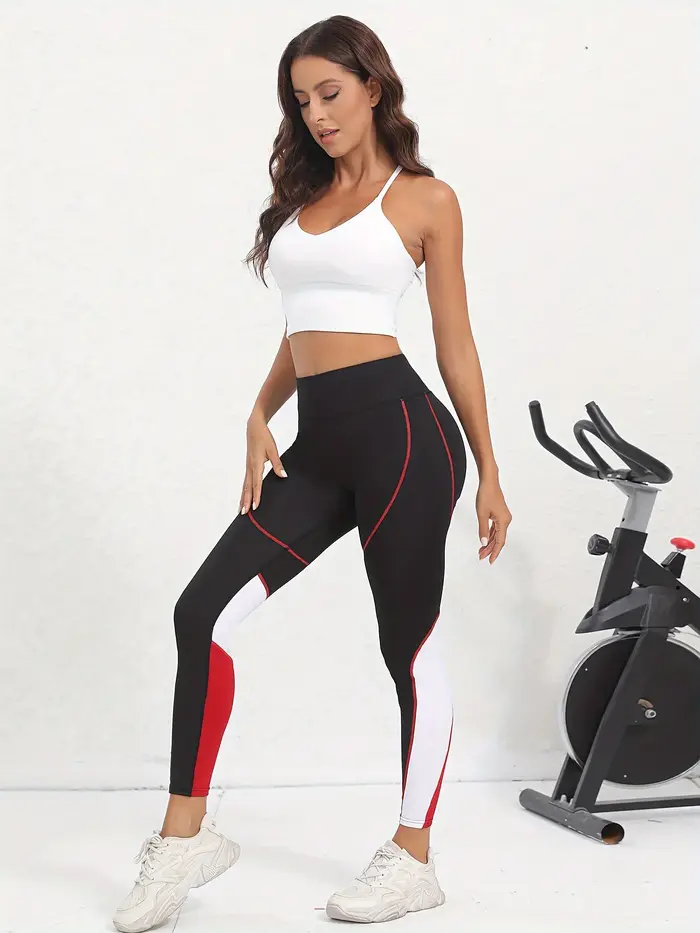 Pantalon de Yoga taille haute en maille colorée avec poches, Leggings d'entraînement pour femmes, co