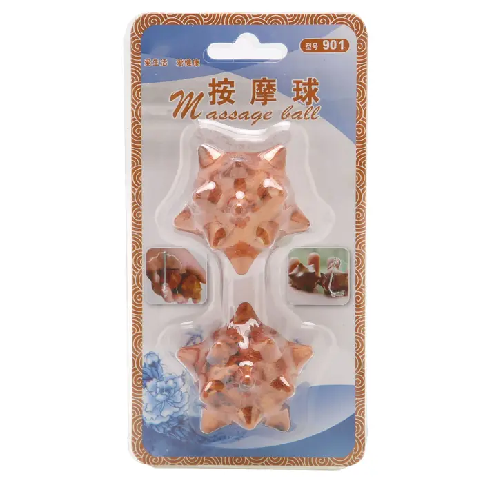 Balle de Énergie des Mains en Bois, 2 Pièces, Relaxante, Texture Spiky, Acupoint, Ikfor, Acupuncture