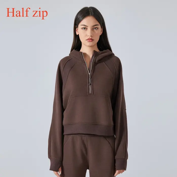 Sweats à capuche demi-zip Smile pour femmes