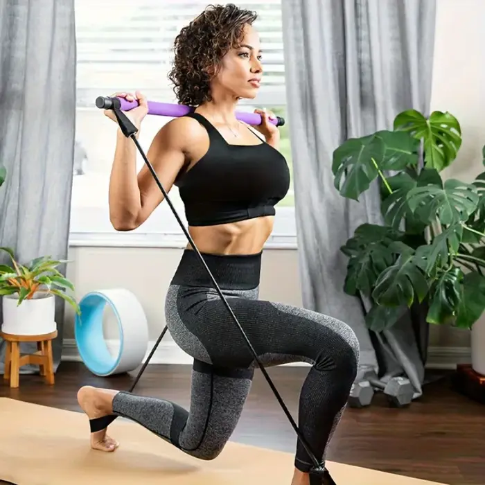 Barre de Pilates réglable avec bandes de résistance, barre d'entraînement portable pour le corps entier, pour le yoga, la musculation, le renforcement, outil de yoga pour la salle de sport