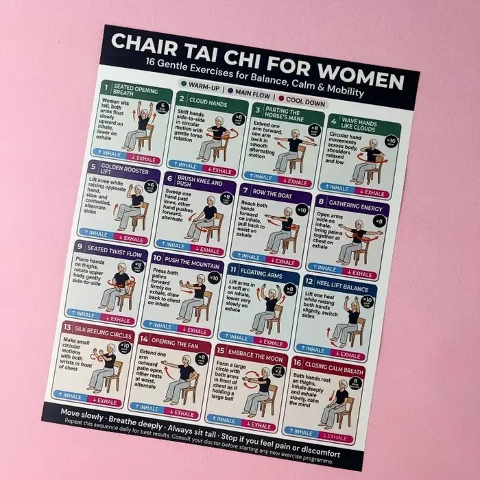 Affiche d'exercices de Tai Chi pour seniors