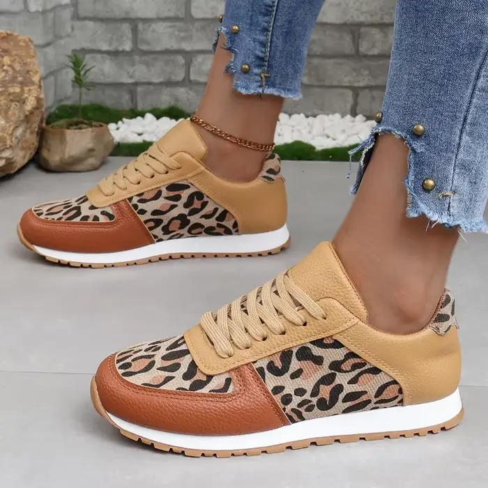 Baskets de Jogging pour femmes, baskets de marche décontractées d'été, tendance, imprimé léopard, co