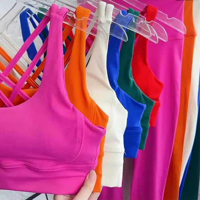 Ensemble de Yoga 2 pièces, combinaison de Fitness respirante, dos croisé, hauts de Yoga, fesses pêch