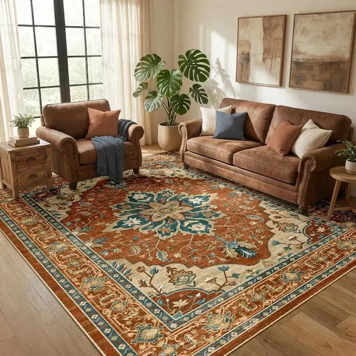 Tapis d'appoint vintage oriental persan à motifs floraux