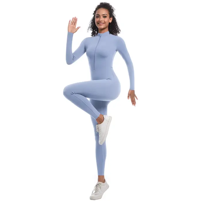 Combinaison de batterie de sport sans couture pour femme, coupe couvertes, manches longues, vêtement