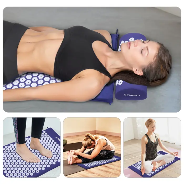 Tomshoo Ensemble de tapis et oreiller d'acupression avec sac pour la relaxation musculaire et le soulagement du stress