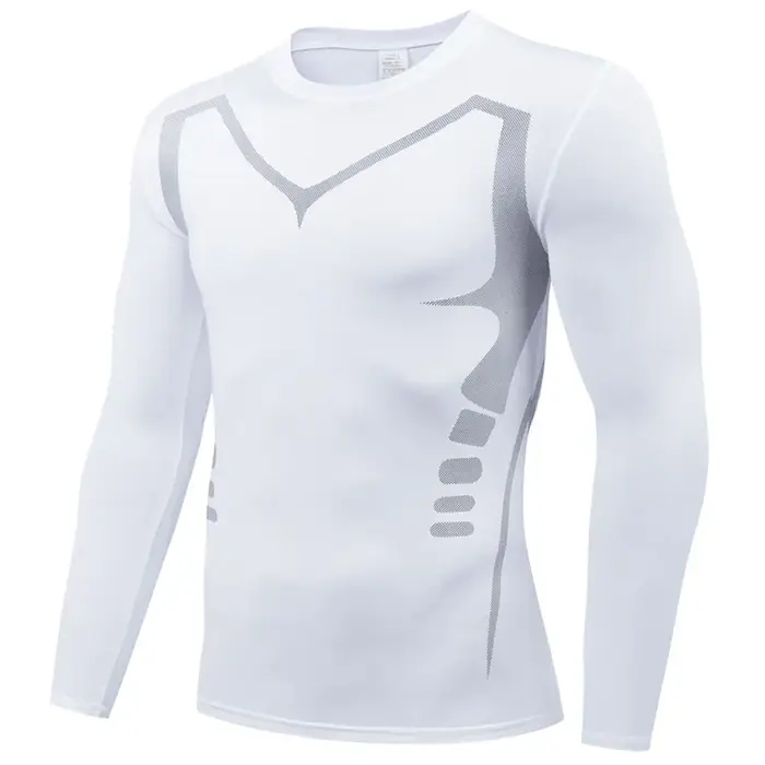 Chemise de sport à manches longues à compression respirante pour hommes – Vêtements