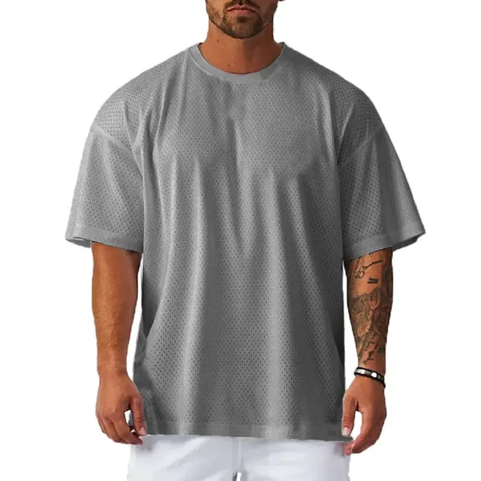 T-Shirts de Sport amples surdimensionnés à manches courtes, épaules tombantes, chemise de musculatio