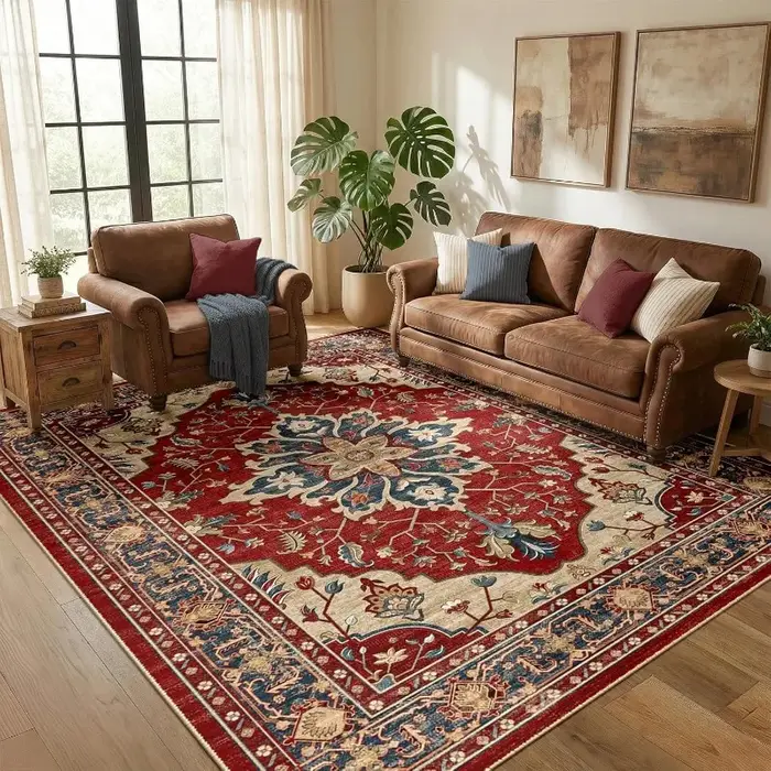Tapis d'appoint vintage oriental persan à motifs floraux
