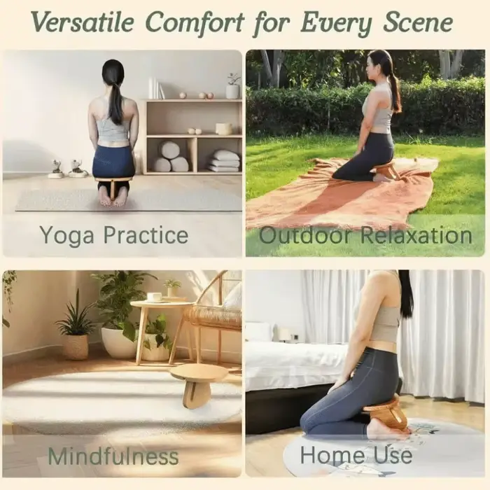 Tabouret en bois massif, banc de yoga en bois, banc de méditation simple et détachable, banc de yoga créatif et équilibré, entraînement de yoga