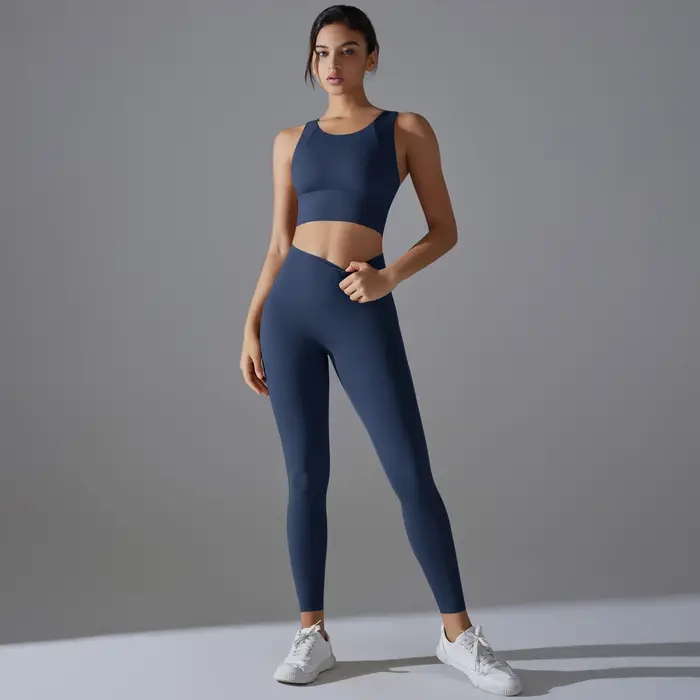 Ensemble de Yoga survêtement femme Fitness haut court antichoc soutiens-gorge de sport Yoga Gym pant