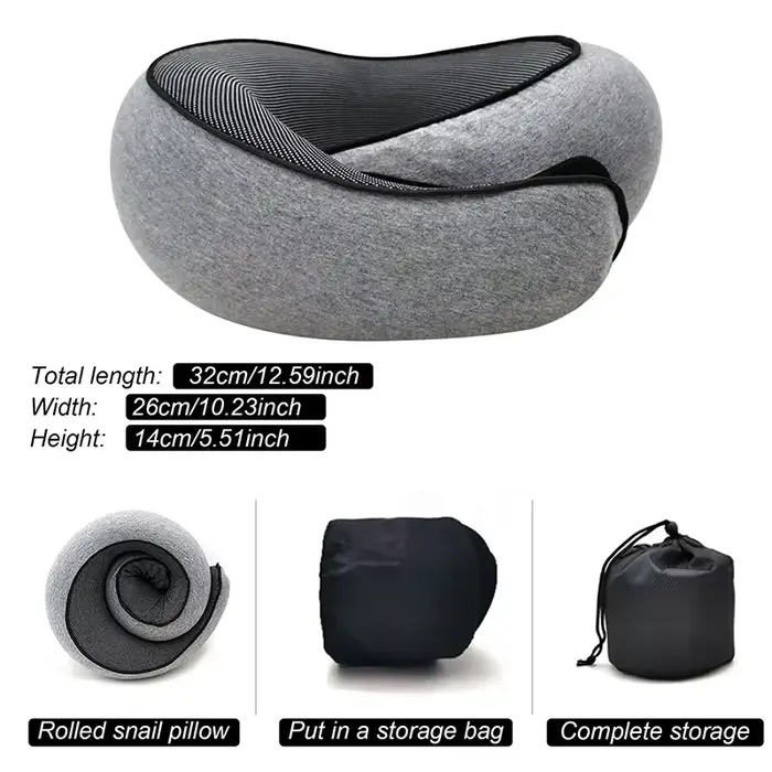 Oreiller de voyage en mousse à mémoire de forme, oreiller en forme de U, Style escargot, soutien du