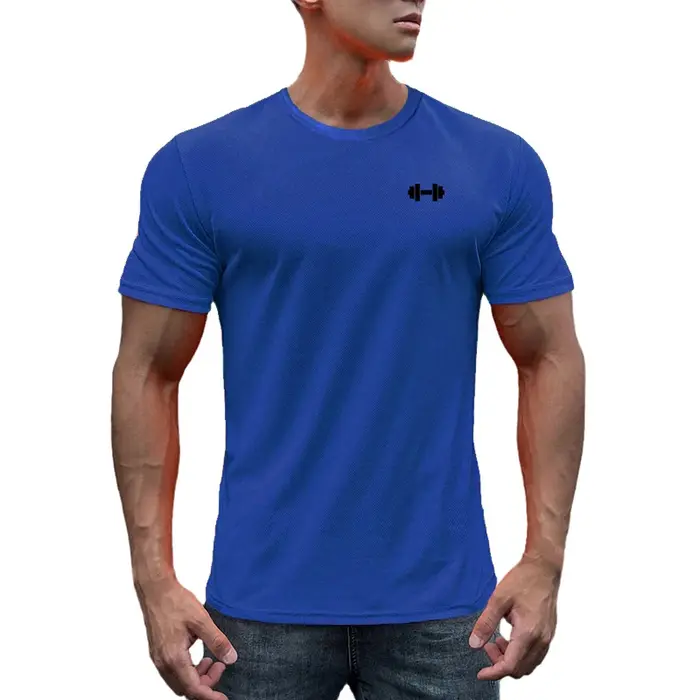 T-shirt à manches courtes et col rond pour homme, vêtement en maille, respirant, séchage rapide, coo